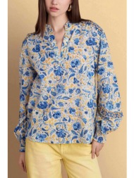 attrativo γυναικεία μπλούζα με floral print - 9920307 μπλε