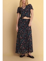 attrativo γυναικεία maxi φούστα με floral print - 9922928 μαύρο