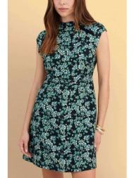 attrativo γυναικείo mini αμάνικο φόρεμα με floral print - 9923017 πράσινο