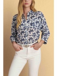 attrativo γυναικείο πουκάμισο με floral print - 9922962 λευκό