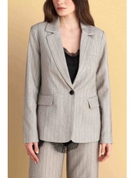 attrativo γυναικείο σακάκι με ριγέ σχέδιο straight fit - 9922994 μπεζ