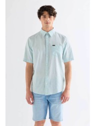 wrangler® ανδρικό κοντομάνικο πουκάμισο με τσέπη regular fit - 112378046 πράσινο aqua