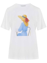 forel γυναικείo t-shirt με print - 082.10.01.076 λευκό