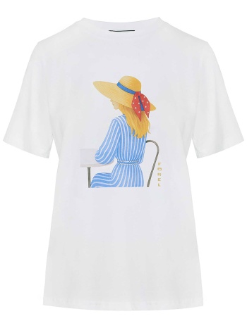 forel γυναικείo t-shirt με print - 082.10.01.076 λευκό