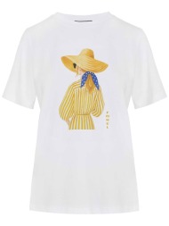 forel γυναικείo t-shirt με print - 082.10.01.077 λευκό