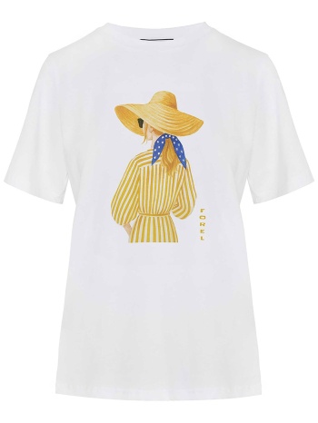 forel γυναικείo t-shirt με print - 082.10.01.077 λευκό