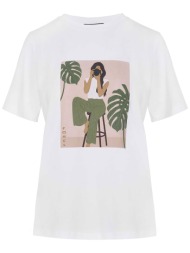forel γυναικείo t-shirt με print - 082.10.01.079 λευκό