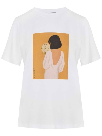 forel γυναικείo t-shirt με print - 082.10.01.081 λευκό