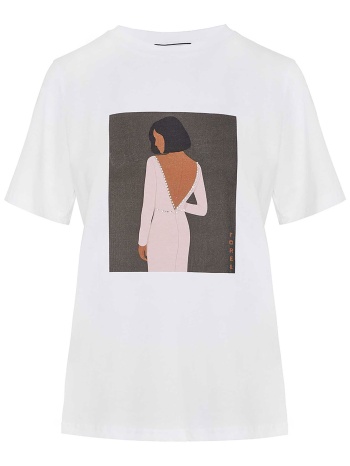 forel γυναικείo t-shirt με print - 082.10.01.083 λευκό