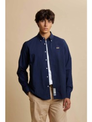 la martina ανδρικό πουκάμισο poplin button down με κεντημένο λογότυπο `rodolfo` - mcc016-pp749 μπλε 