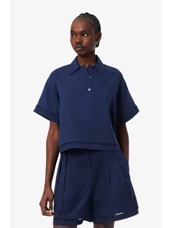 lacoste γυναικεία μπλούζα πόλο με δαντελωτά trims oversized