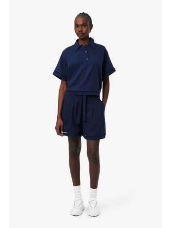 lacoste γυναικεία βερμούδα με ζώνη και λογότυπο oversized