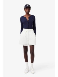lacoste γυναικεία βερμούδα με ζώνη και λογότυπο oversized fit - ff1026 λευκό