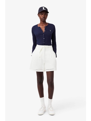 lacoste γυναικεία βερμούδα με ζώνη και λογότυπο oversized