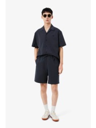 lacoste ανδρική βερμούδα με ψιλό ριγέ σχέδιο και ελαστική μέση relaxed fit - gh1977 ανθρακί
