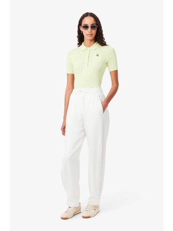 lacoste γυναικείο παντελόνι με ελαστική μέση wide leg 