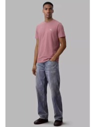 calvin klein jeans ανδρικό t-shirt μονόχρωμο με λογότυπο regular fit - lv04rd254g ροζ