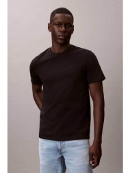 calvin klein jeans ανδρικό t-shirt μονόχρωμο με λογότυπο regular fit - lv04rd254g μαύρο