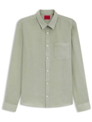 hugo boss ανδρικό πουκάμισο μονόχρωμο relaxed fit `ermano` - 50561697 πράσινο ανοιχτό