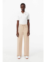 lacoste γυναικείο τζιν παντελόνι πεντάτσεπο wide leg - hf0206-00 μπεζ