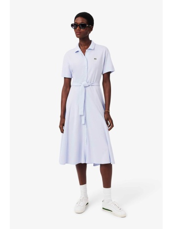 lacoste γυναικείο midi φόρεμα πόλο σεμιζιέ πικέ με