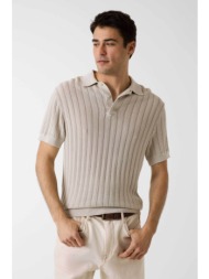 guess ανδρική πλεκτή μπλούζα πόλο κοντομάνικη regular fit - m6gr05z0558 μπεζ