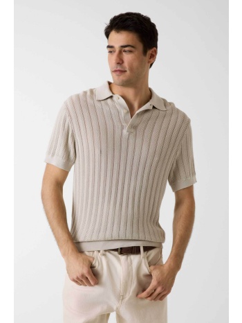 guess ανδρική πλεκτή μπλούζα πόλο κοντομάνικη regular fit 