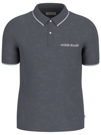 guess ανδρική μπλούζα πόλο με λογότυπο - m6rp12kcjv1 ανθρακί