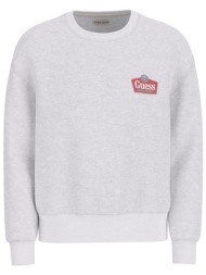 guess ανδρική μπλούζα φούτερ με logo print - m6rq21kcpr1 γκρι ανοιχτό