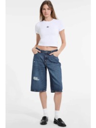 guess γυναικεία βερμούδα baggy - w5yd1dd5r22 denim blue σκούρο