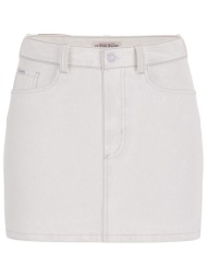 guess γυναικεία mini φούστα denim ψηλόμεση πεντάτσεπη regular fit - w6rd0qd6521 λευκό