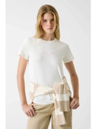 guess γυναικείο t-shirt με λογότυπο regular fit - w6ri18j1314 εκρού