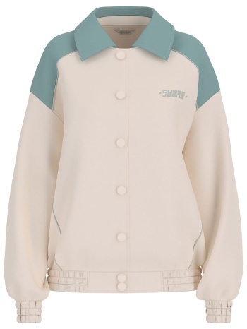 guess γυναικείο jacket με γιακά - w6rl35whaa2 εκρού
