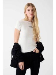 guess γυναικείο t-shirt με λογότυπο regular fit - w6rp21ka0h1 εκρού