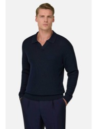 boggi milano ανδρική πόλο μπλούζα μονόχρωμη regular fit - bo26p055503 μπλε navy