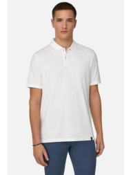 boggi milano ανδρική πόλο μπλούζα μονόχρωμη regular fit `s.cafè®` - bo26p057001 λευκό