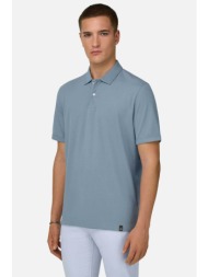 boggi milano ανδρική πόλο μπλούζα μονόχρωμη regular fit `s.cafè®` - bo26p057004 γαλάζιο