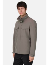 boggi milano ανδρικό μπουφάν μονόχρωμο με flap τσέπες regular fit - bo26p068501 γκρι