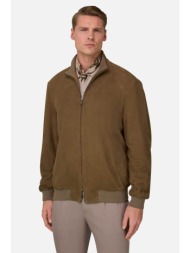 boggi milano ανδρικό suede bomber jacket μονόχρωμο regular fit - bo26p068801 taupe
