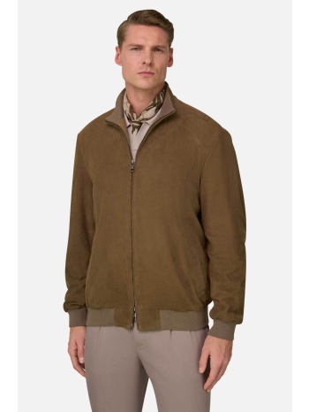 boggi milano ανδρικό suede bomber jacket μονόχρωμο regular