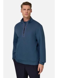 boggi milano ανδρική μπλούζα φούτερ με ψηλό λαιμό regular fit - bo26p070501 μπλε