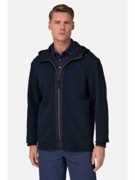 boggi milano ανδρική ζακέτα φούτερ με κουκούλα regular fit - bo26p071301 μπλε navy