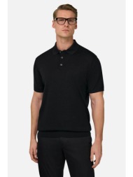 boggi milano ανδρική πόλο μπλούζα μονόχρωμη regular fit - bo26p073203 μαύρο