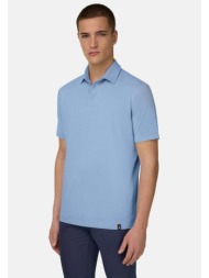 boggi milano ανδρική πόλο μπλούζα μονόχρωμη regular fit `pima` - bo26p034704 γαλάζιο