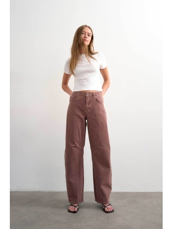 topshop γυναικείο τζιν παντελόνι barrel fit `aubergine` 