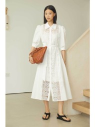 jovonna london γυναικείο φόρεμα σεμιζιέ με κέντημα `lenka` - lenka/dress/ss26 λευκό