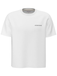 guess ανδρικό t-shirt με logo print - m5bi78k8fq4 λευκό