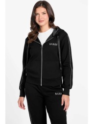 guess γυναικεία ζακέτα φούτερ με λωρίδα `new hooded` - w6rq12kbye2 μαύρο