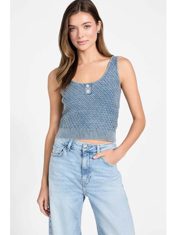 guess γυναικείο αμάνικο τοπ με ανάγλυφη υφή regular fit