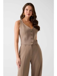 guess γυναικείο αμάνικο γιλέκο με κουμπιά slim fit - w6rh52wh9y2 μπεζ